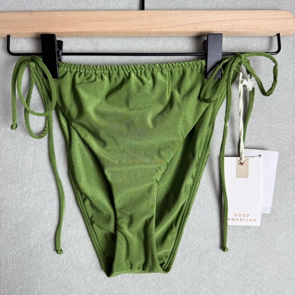 Good American Swim Bottom Women Green Tiny Ties Bikini Size 3/Large - Picture 1 of 8